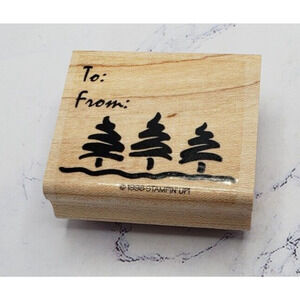 Stampin’ Up! Wood Mount Christmas Stamp To From Scribble Trees